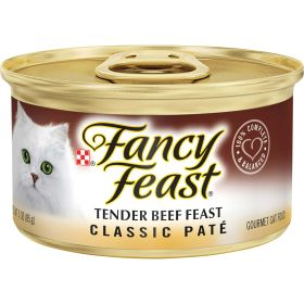 Purina Fancy Feast Tender Beef Feast Classic Grain Free Wet Cat Food Pate, 3 oz