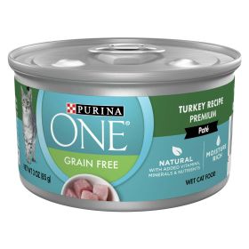 Purina One Wet Cat Food Turkey, Grain-Free, 3 oz Cans (24 Pack)