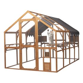 Super Large Cat Run House Outdoor,Luxury Cat Cage,Multiple Zones for Pets' Walking and Recreation in Wooden Catio Enclosure Patio with Bouncy Bridge