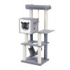 Cat Tree 52 Inches Multi-Level Modern Wooden Cat Tower with Hammock and Scratching Posts and Cat Condo for Adult Cats Gray