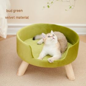 Solid Wood Cat Nest Semi-enclosed Winter Warm (Option: Budding Green)