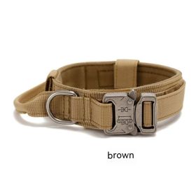 Outdoor Nylon Tactical Dog Collar (Option: Brown Collar Antique Silver-L)