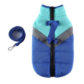 Winter Clothing Cotton Coat Dog Clothes Chest And Back Size Casual Cotton-padded Jacket Pet's Chest-back (Option: Blue-L)