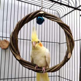 Bird Standing Frame Rattan Ring Chewing Toy Bird Cage (Option: About 20cm)