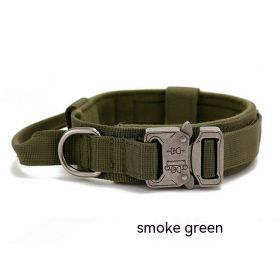 Outdoor Nylon Tactical Dog Collar (Option: Green Collar Antique Silver-XL)