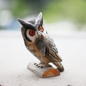 Owl Wood Carving (Option: Grey Eagle Owl)