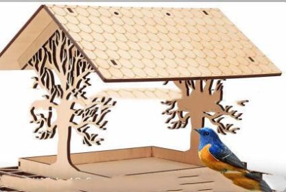 Wooden Home Garden Outdoor Bird Feeder Garden Pendant Decoration Feeder (Option: Carbonized color B)