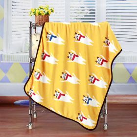 Flannel Coral Fleece Blanket Printed Air Conditioning Blanket Pet (Option: Raise Your Hand Cat Yellow-100x75cm)