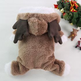 Autumn And Winter Christmas Four Legs Thick Fleece Warm Dog Coat (Option: Brown Elk-XS Back Length 20cm)