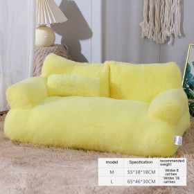 Luxury Cat Bed Sofa Winter Warm Cat Nest Pet Bed For Small Medium Dogs Cats Comfortable Plush Puppy Bed Pet Supplies (Option: M-Lemon Yellow-1PC)