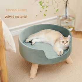 Solid Wood Cat Nest Semi-enclosed Winter Warm (Option: Morandi Green)