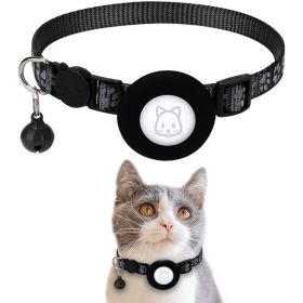 Pet Cat Footprints Reflective Collar With Bell (Color: Black)