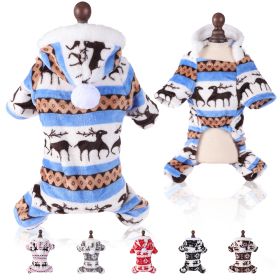 Puppy Clothes Super Soft Coral Fleece Pet Clothes Christmas Outfit (Option: Blue-S)