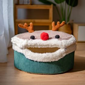 Elk Cat Nest Closed Winter Warm Cat House Removable And Washable Lambswool Cute Winter Cat Nest (Option: Elk Style-S)