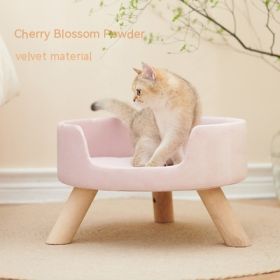 Solid Wood Cat Nest Semi-enclosed Winter Warm (Option: Cherry Blossom Powder)