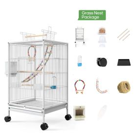 Parrot Xuanfeng Bird Cage With Feeder Toy Grass Nest Breeding Box (Option: White Grass Nest Package)