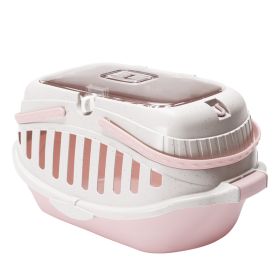 Portable small pet carrying basket (Color: Pink)