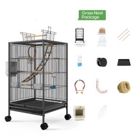 Parrot Xuanfeng Bird Cage With Feeder Toy Grass Nest Breeding Box (Option: Black Grass Nest Package)