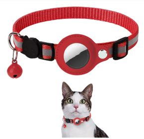 Pet Cat Footprints Reflective Collar With Bell (Color: Red)