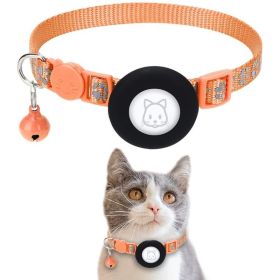 Pet Cat Footprints Reflective Collar With Bell (Color: Orange)