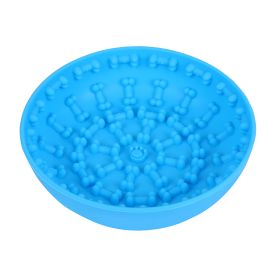 Suction Cup Non-slip Silicone Pet Slow Feeding Bowl (Color: Blue)