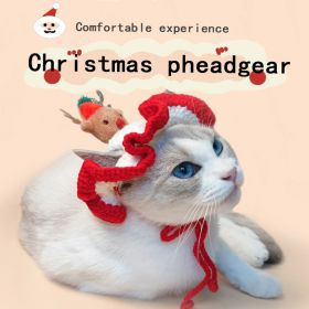 Christmas Tree Pet Head Cover Crocheted Hand-woven Cat Dog Hats Pets Products (Option: Christmas Elk-Average Size)