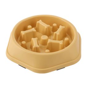 Anti-choke Pet Bowl New Anti-tumble Dog Bone Slow Food Single Bowl (Option: Autumn Leaves Yellow)