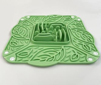 Pet Silicone Foldable Slow Food Mat Feeding Bowl Multi-functional Tableware (Color: Green)