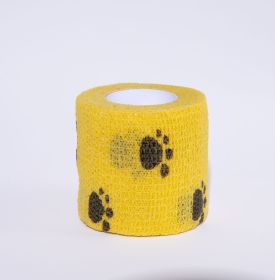 Printed Bandage Pet Out Anti-dirty Adhesive Bandage Non-woven Elastic Bandage (Option: Yellow Footprints-25X45MM)