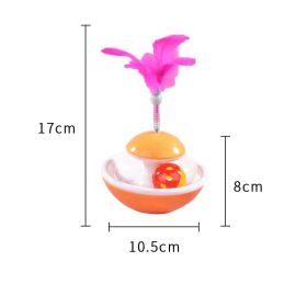 New Durable Funny Pet Cat Toys for entertain itself Mimi Favorite Feather Tumbler with small bell Kitten Cat Toys For Catch (Color: Yellow)