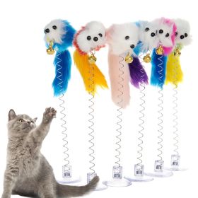 Cartoon Pet Cat Toy Stick Feather Rod Mouse Toy With Mini Bell Cat Catcher Teaser Interactive Cat Toy (Color: White)