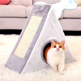 Portable Pet Scratcher Foldable Sisal Triangle Climbing Pad Cat Fur Climbing Frame (Color: gray, size: large)