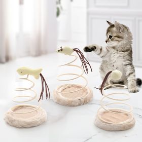 Pet Plush Toy For Indoor Cats; Cat Plush Toy With Spiral Spring Plate And Funny Ball; Cat Teaser Toy (Style: Mouse)