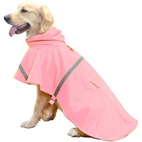 Dog Raincoats for Large Dogs with Reflective Strip Hoodie; Rain Poncho Jacket for Dogs (Color: D4-Pink, size: [S])