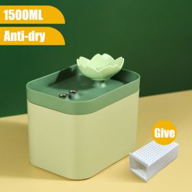 1.5L Auto Cat Water Fountain Filter USB Electric Mute Cat Drinker Bowl Recirculate Filtring Drinker Dog Pet Drinking Dispenser (Color: USB Green Anti-dry, Ships From: China)