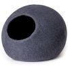 MewooFun Trendy Felt Cat Bed Cave Round Nest Wool Bed Gray for Cats and Kittens