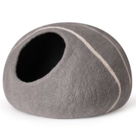 MewooFun Trendy Felt Cat Bed Cave Round Nest Wool Bed Gray for Cats and Kittens (Color: WP053)