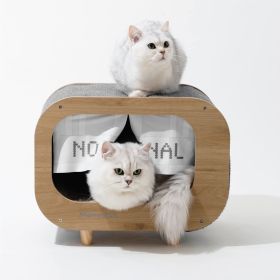 Mewoofun Wood Indoor Cat Shelter Furniture Large Cat House Cat Condo TV Cat Bed (Style: QM011)