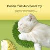 Durian Cat Brush, Dog Cat Self Groomer, Wall Corner Scratcher Massage Combs Durian Shape Molars Eat Slowly Toys Multifunctional Scratch Massager Tool