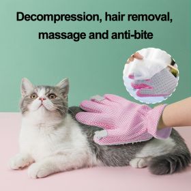 Pet Glove Cat Grooming Glove Cat Hair Deshedding Brush Gloves Cat Floating Hair Pet Hair Removal Brush Dog Bathing Massage Comb Silicone Hair Removal (Type: Left and Right, Color: Pink)