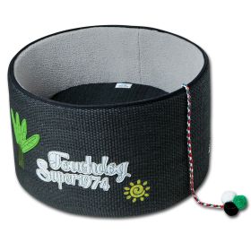 Touchcat 'Claw-ver Nest' Rounded Scratching Cat Bed w/ Teaser Toy (Color: Black)