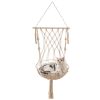 MewooFun Cat Hammock Macrame Hanging Swing Cat Bed Basket with Cotton Mat Indoor