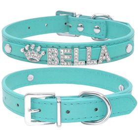 Bling Rhinestone Puppy Dog Collars Personalized Small Dogs Chihuahua (Color: Blue, size: XS)