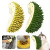 Durian Cat Brush, Dog Cat Self Groomer, Wall Corner Scratcher Massage Combs Durian Shape Molars Eat Slowly Toys Multifunctional Scratch Massager Tool