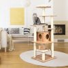 Wood Multi-Layer Platform Cat Tree with Scratch Resistant Rope