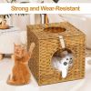 Mewoofun Handmade Cat Supplies Cat House for Indoor Woven Rattan Designed Pets