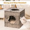 Mewoofun Handmade Cat Supplies Cat House for Indoor Woven Rattan Designed Pets