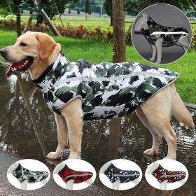 Winter windproof dog warm clothing; dog jacket; dog reflective clothes (colour: Blue grid, size: 4XL)