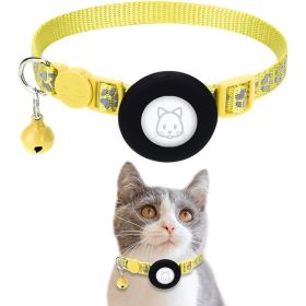 Pet Cat Footprints Reflective Collar With Bell (Color: Yellow)