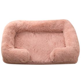 Plush Round Pet Bed Dog Bed Winter (Option: M27 Leather Pink-M Without Inner Sleeve)